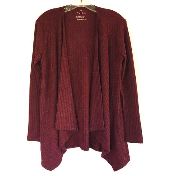 Elegantees Burgundy Ribbed Open Cardigan Devoted Collaboration Small - Picture 4 of 10